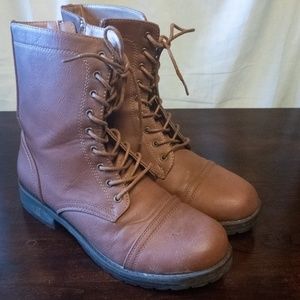 WILD DIVA Cognac Hiking/Combat Boots